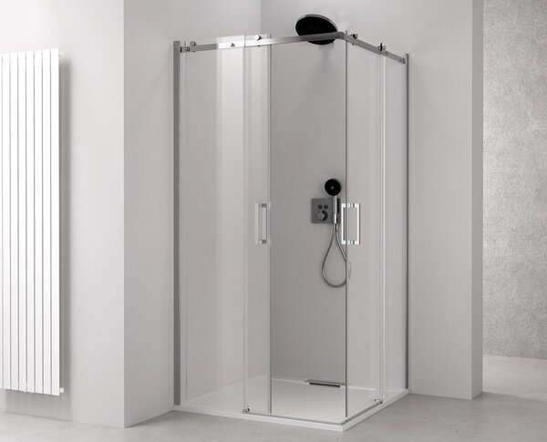 Polysan Sapho, THRON LINE ROUND čtvercový sprchový kout 1200x1200mm, kulaté pojezdy, rohový vstup
