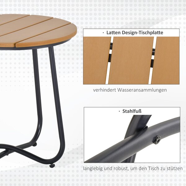 Zaoblený zahradní stůl Outsunny - Elegantní nábytek, stabilní s nastavitelnými nožkami, ideální pro zahradu, terasu a obývací pokoj, ocelový hnědý Ø49