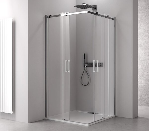 Polysan Sapho, THRON LINE SQUARE čtvercový sprchový kout 800x800mm, hranaté pojezdy, rohový vstup