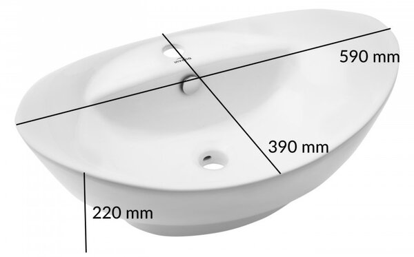 Invena Esla, keramické umyvadlo 59x39x22 cm, bílá, INV-CE-35-001-C