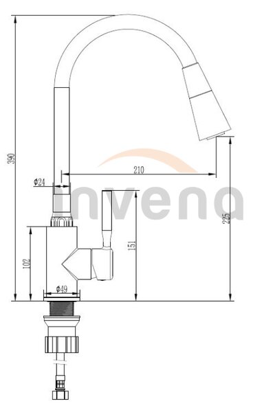 Invena Pogo, vysoká dřezová baterie 2-funkční, béžová-chrom, INV-BZ-80-L03-L