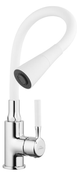 Invena Hula, vysoká dřezová baterie 2-funkční, bílá-chromová, INV-BZ-85-L02-L