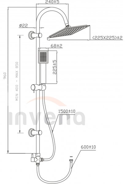 Invena Florina, sprchový sloup 96cm, chromová, INV-AU-30-001-Q