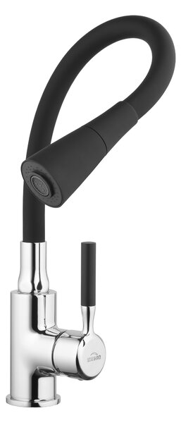 Invena Hula, vysoká dřezová baterie 2-funkční, černá-chromová, INV-BZ-85-L04-L