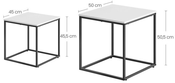 Set dvou čtvercových konferenčních stolků - bílé (černé nohy)
