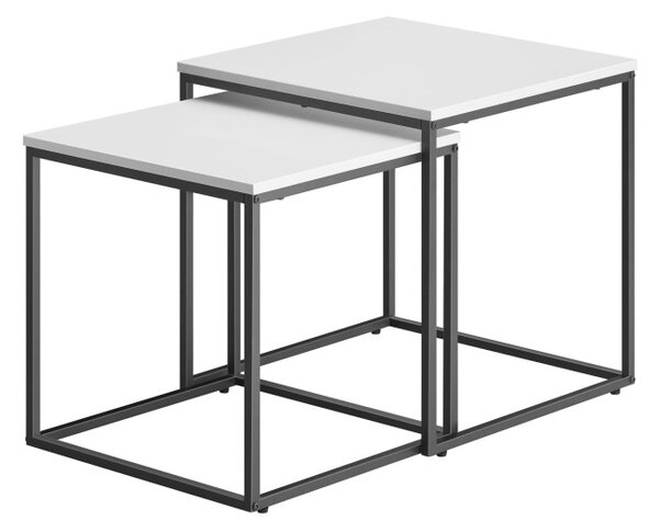Set dvou čtvercových konferenčních stolků - bílé (černé nohy)