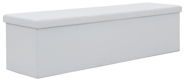 Skládací úložná lavice z umělé kůže 150 x 38 x 38 cm bílá