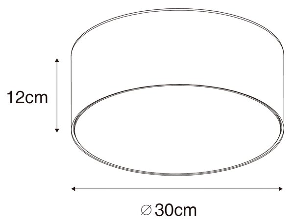 Moderní stropní svítidlo šedé 30 cm se zlatým interiérem - Drum