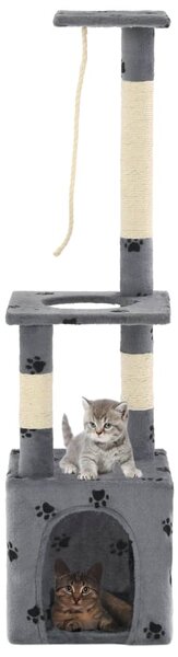 Škrabadlo pro kočky sisalové sloupky 109 cm šedé s tlapkami