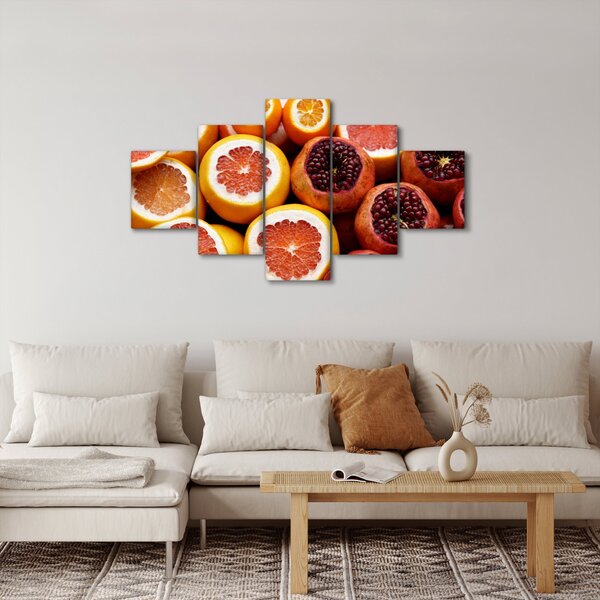Obraz pomerančů a granátových jablek (125x70 cm)