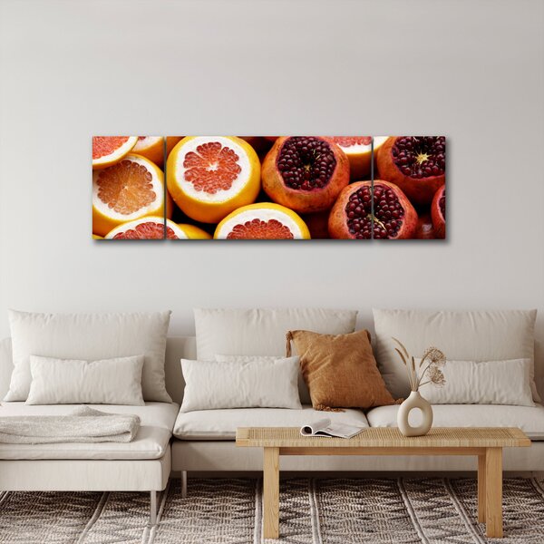 Obraz pomerančů a granátových jablek (170x50 cm)