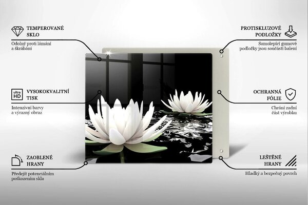 Skleněná krájecí deska Bílé lilie na vodě