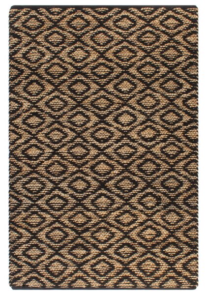 Ručně tkaný kusový koberec z juty 120 x 180 cm přírodní a černý