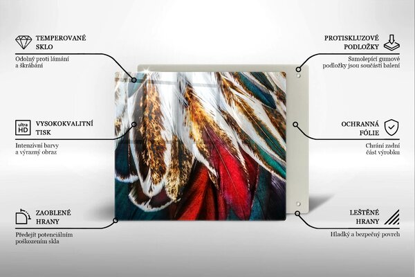 Skleněná krájecí deska Boho ptačí peří