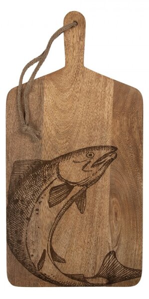 Dřevěné dekorační prkýnko s rybou – 25x2x50 cm