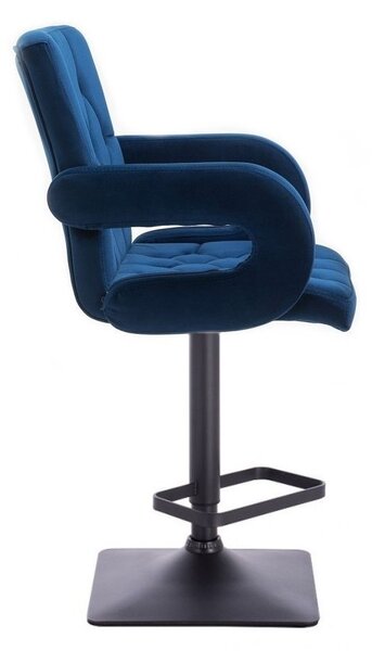 LuxuryForm DESIGN Barová židle BOSTON VELUR na černé hranaté podstavě - modrá