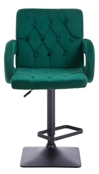 LuxuryForm DESIGN Barová židle BOSTON VELUR na černé hranaté podstavě - zelená
