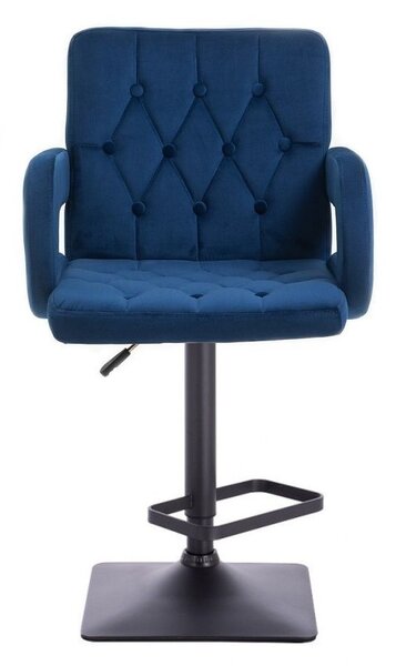 LuxuryForm DESIGN Barová židle BOSTON VELUR na černé hranaté podstavě - modrá