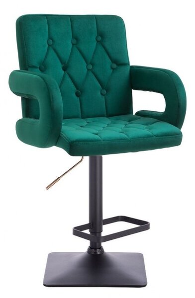 LuxuryForm DESIGN Barová židle BOSTON VELUR na černé hranaté podstavě - zelená