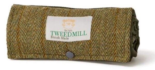 Pikniková tvídová deka Walker Olive Herringbone 66 x 98 cm Tweedmill