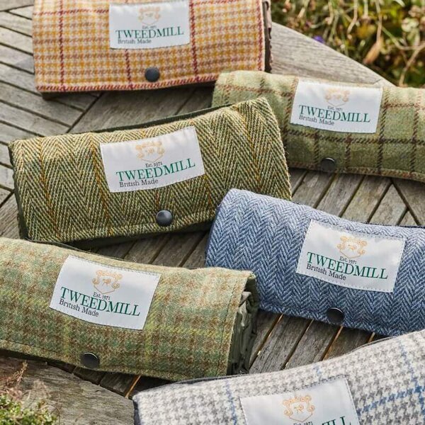 Pikniková tvídová deka Walker Olive Herringbone 66 x 98 cm Tweedmill