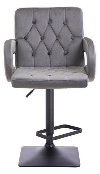LuxuryForm DESIGN Barová židle BOSTON VELUR na černé hranaté podstavě - šedá