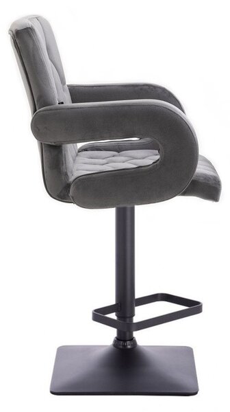LuxuryForm DESIGN Barová židle BOSTON VELUR na černé hranaté podstavě - šedá