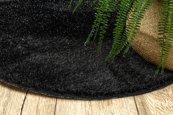 Koupelnový kobereček SYNERGY glamour / lurex, černý kruh