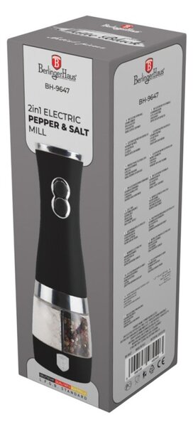 Elektrický mlýnek na pepř a sůl 2 v 1 Matte Black Collection