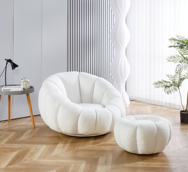 KŘESLO S PODNOŽKOU, textil, bílá Livetastic - Online Only křesla & taburety, Online Only