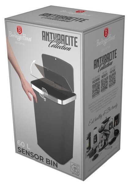 Bezdotykový odpadkový koš na senzor 60 l Antracit Collection