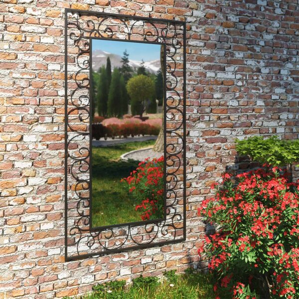 Zahradní nástěnné zrcadlo obdélníkové 60 x 110 cm černé