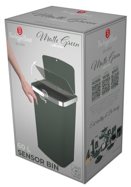 Koš odpadkový se senzorovým otvíráním 60 l Matte Green Collection