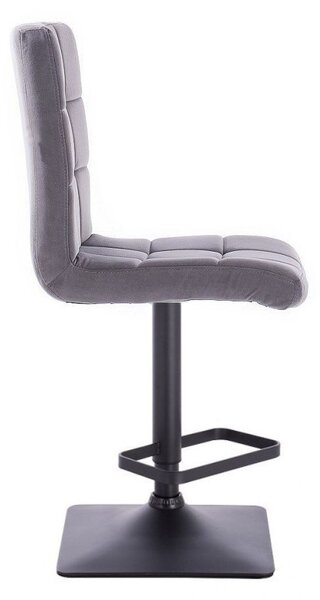 LuxuryForm DESIGN Barová židle TOLEDO VELUR na černé hranaté podstavě - tmavě šedá