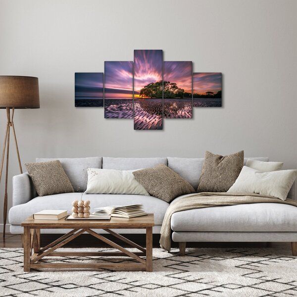 Obraz pláže při západu slunce (125x70 cm)