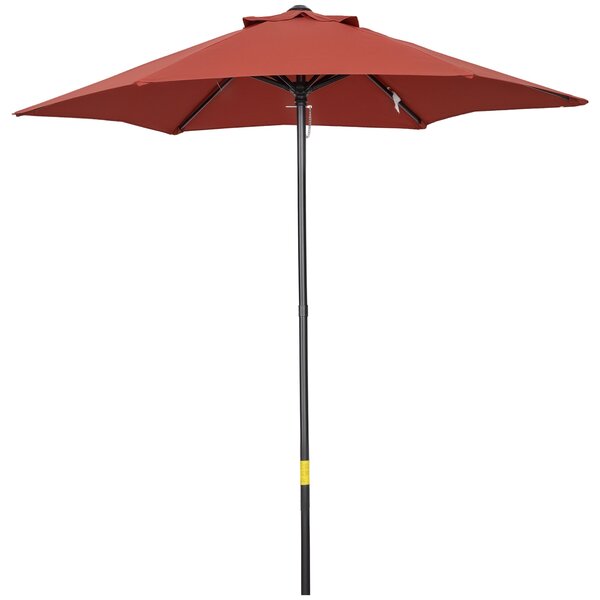 Outsunny Slunečník Ø196 cm, hexagonální balkónový slunečník, odolný vůči větru, stabilní tržní slunečník, kličkový slunečník, ochrana proti slunci pro