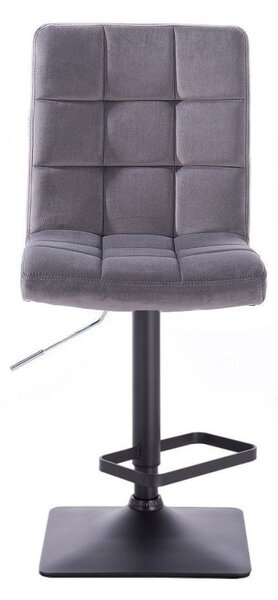 LuxuryForm DESIGN Barová židle TOLEDO VELUR na černé hranaté podstavě - tmavě šedá