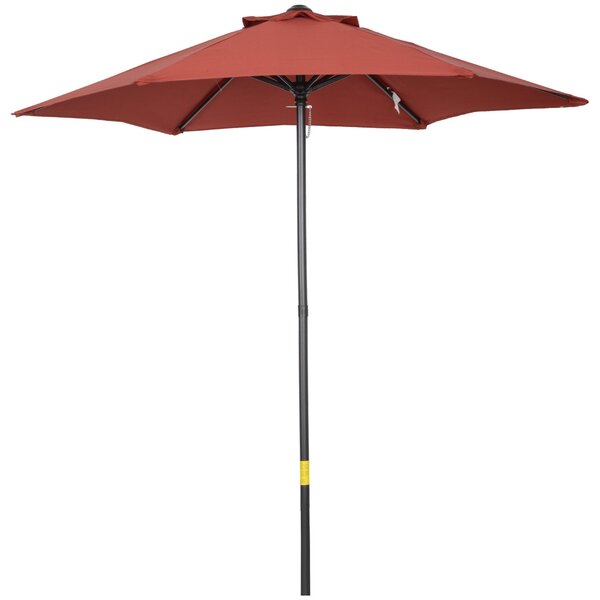 Outsunny Slunečník Ø196 cm, hexagonální balkónový slunečník, odolný vůči větru, stabilní tržní slunečník, kličkový slunečník, ochrana proti slunci pro