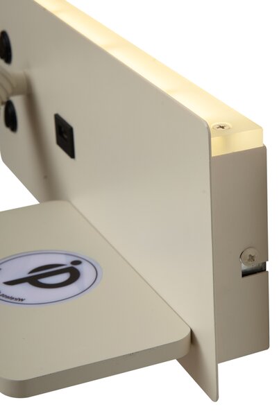 Sada 2 béžových nástěnných svítidel vč. LED s USB a indukční nabíječkou - Riza