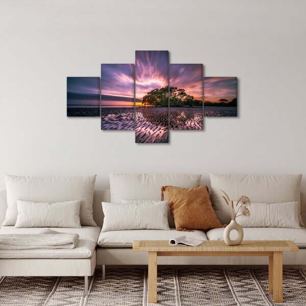 Obraz pláže při západu slunce (125x70 cm)