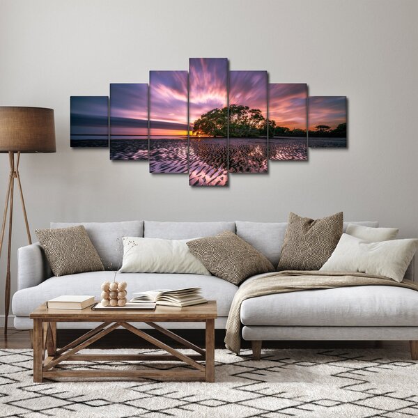 Obraz pláže při západu slunce (210x100 cm)