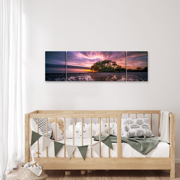 Obraz pláže při západu slunce (170x50 cm)