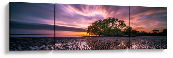 Obraz pláže při západu slunce (170x50 cm)
