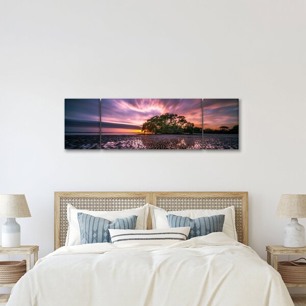 Obraz pláže při západu slunce (170x50 cm)