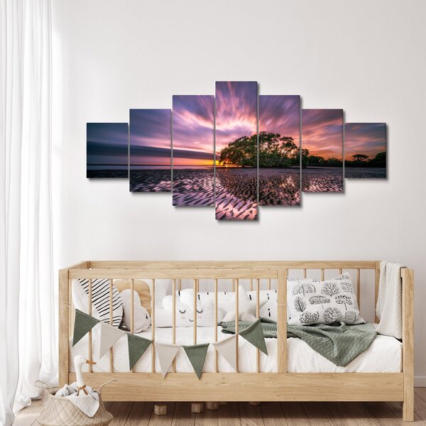 Obraz pláže při západu slunce (210x100 cm)