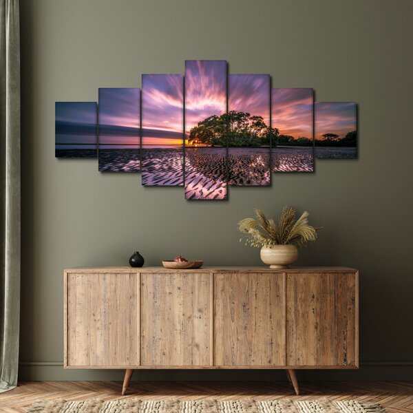 Obraz pláže při západu slunce (210x100 cm)