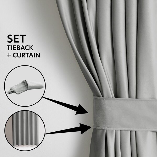 Světle šedý sametový dimout závěs 140x270 cm Pleat – Restilo