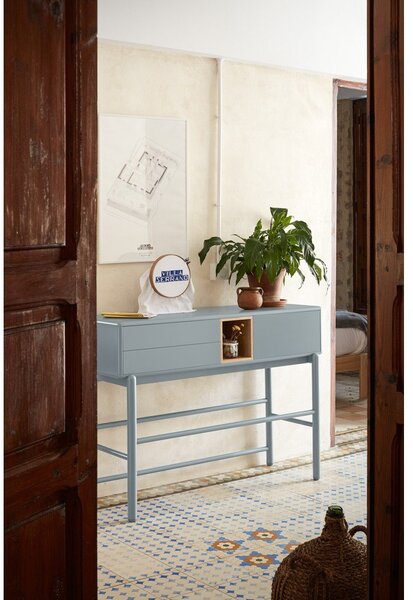 Modro-šedý konzolový stolek 35x120 cm Corvo – Teulat