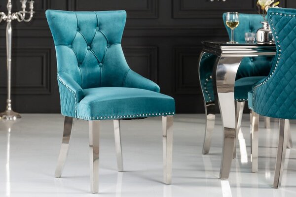 Luxusní sametová židle tyrkysová - Adelie Invicta Interior