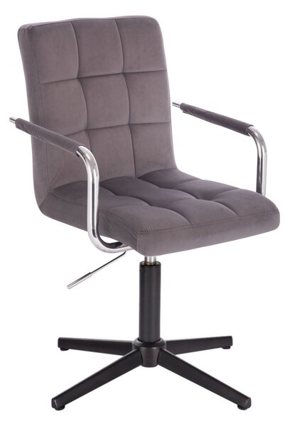 LuxuryForm DESIGN Židle VERONA VELUR na černém kříži - tmavě šedá